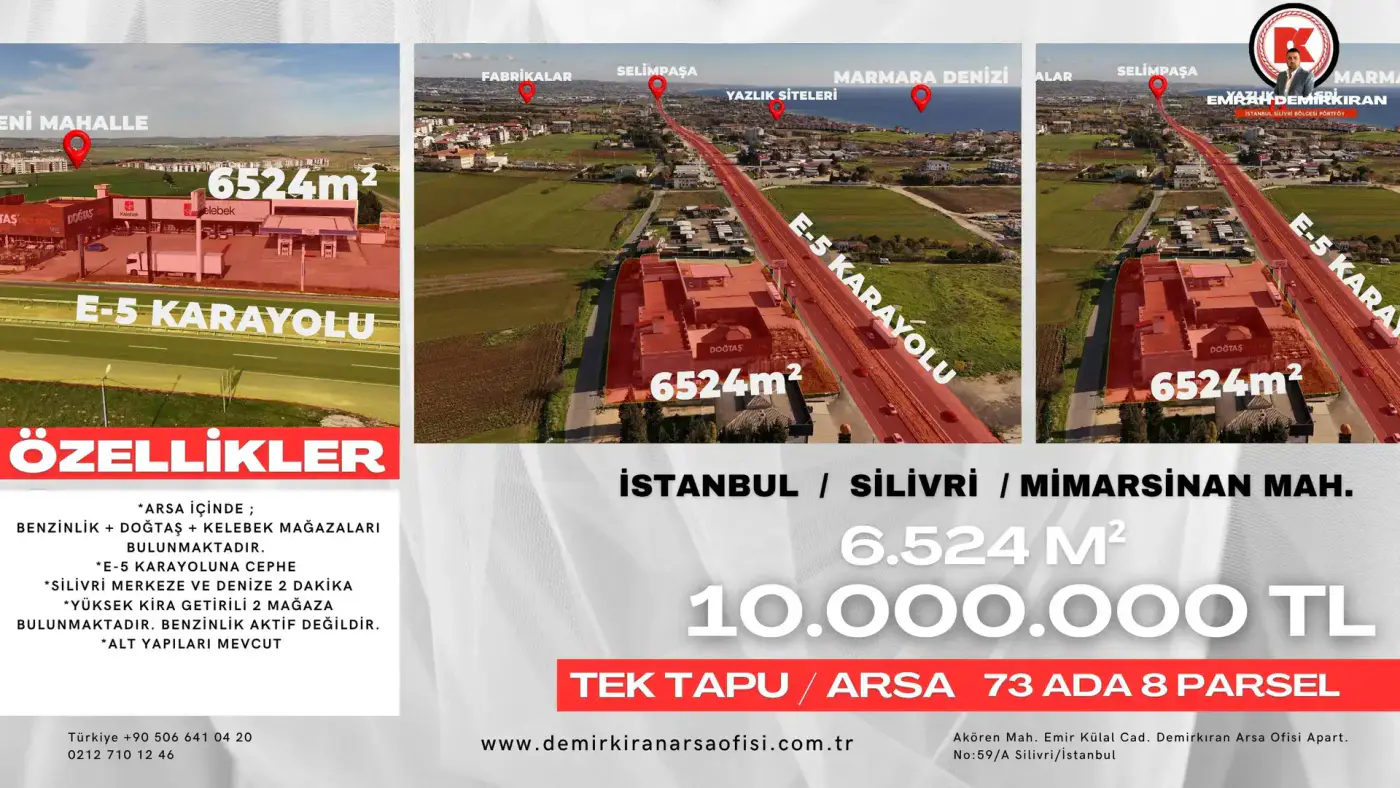 Mimar Sinan Bölgesinde 6.524 m² Satılık Arsa