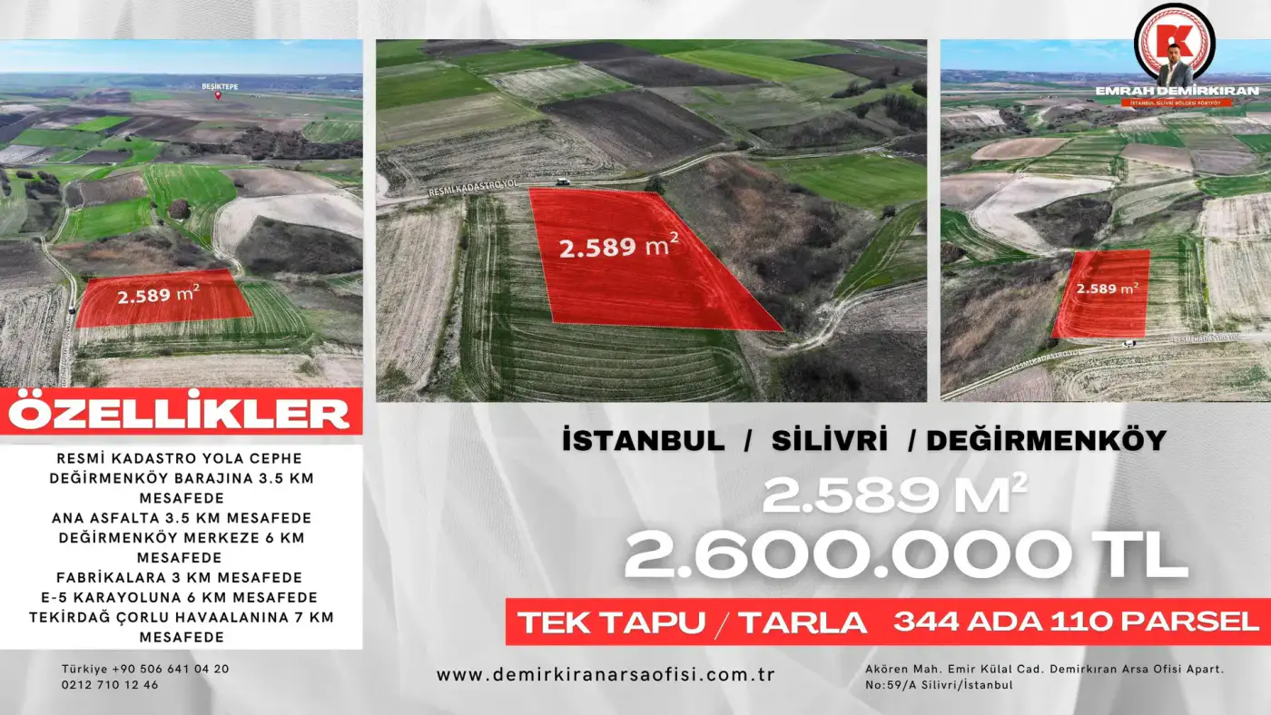 Değirmenköy Bölgesinde 2.589 m² Satılık Tarla