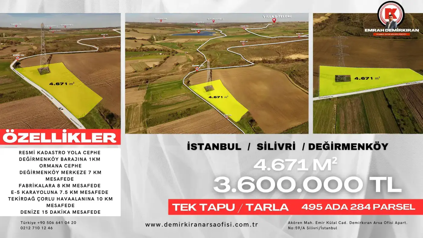 Değirmenköy Bölgesinde 4.671 m² Satılık Tarla
