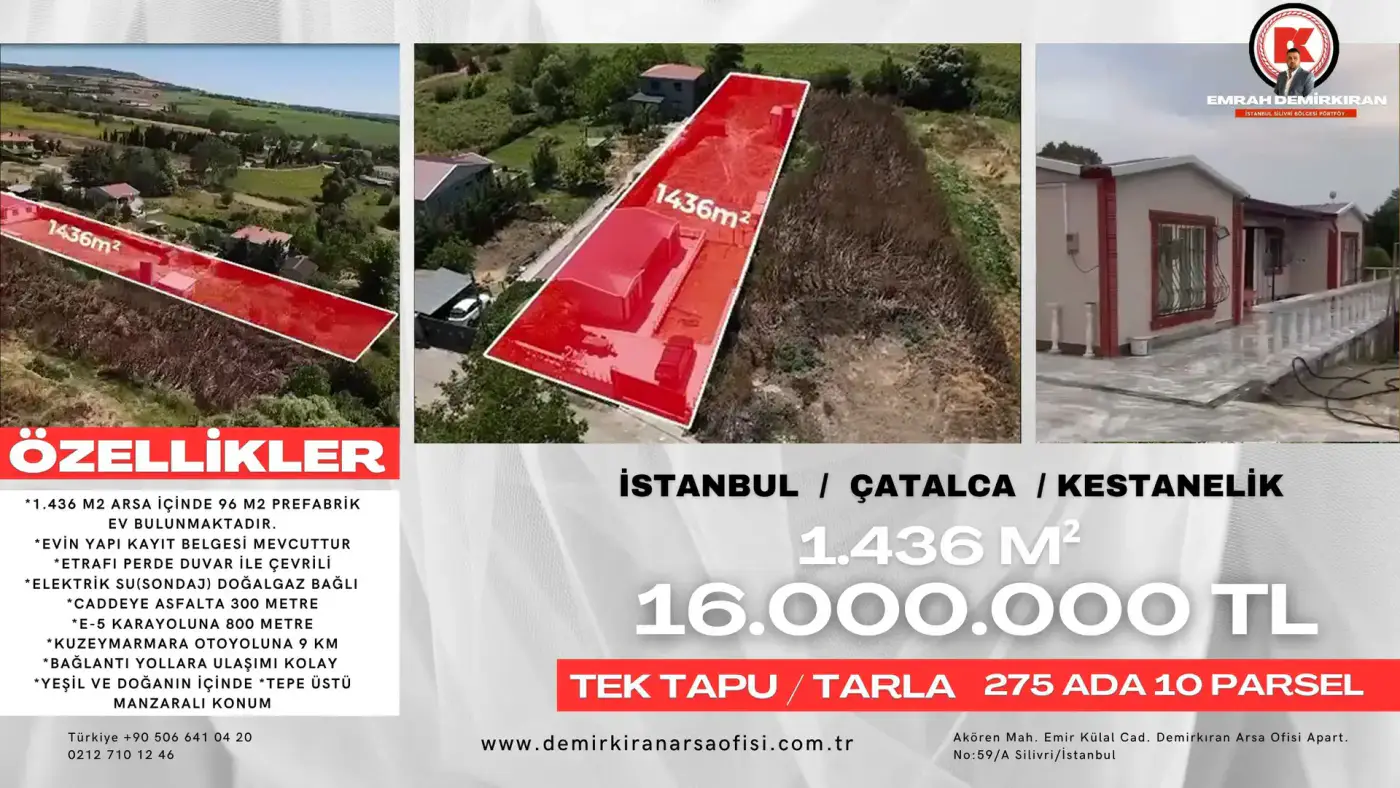 Kestanelik Bölgesinde 1.436 m² Satılık Arsa