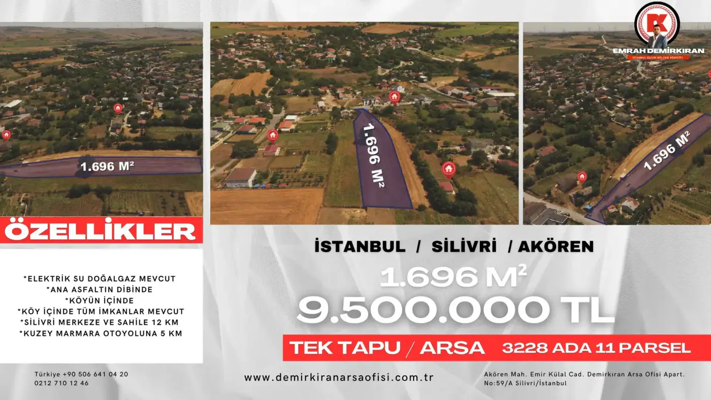 Akören Bölgesinde 1.696 m² Satılık Arsa