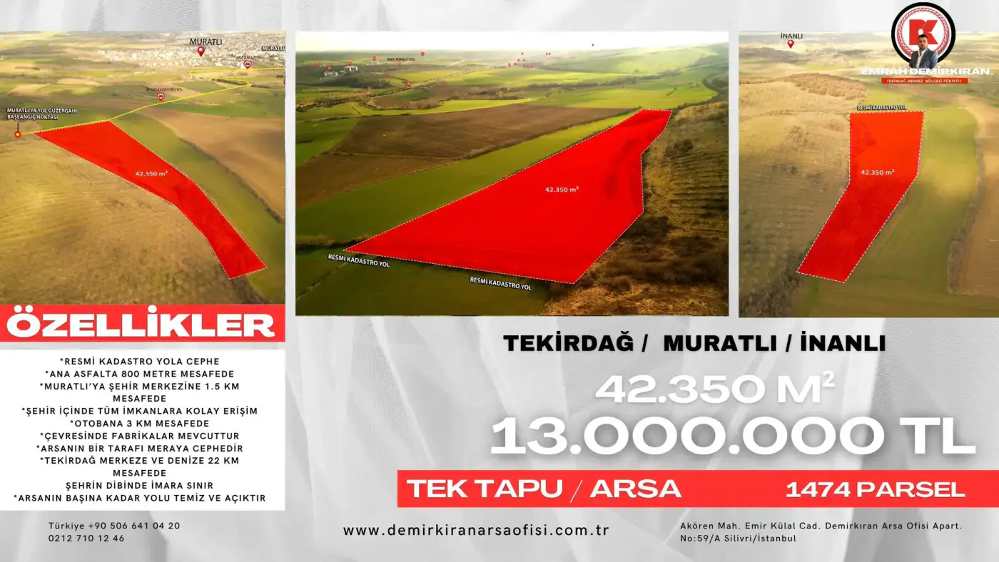 İnanlı Bölgesinde 42.350 m² Satılık Arsa
