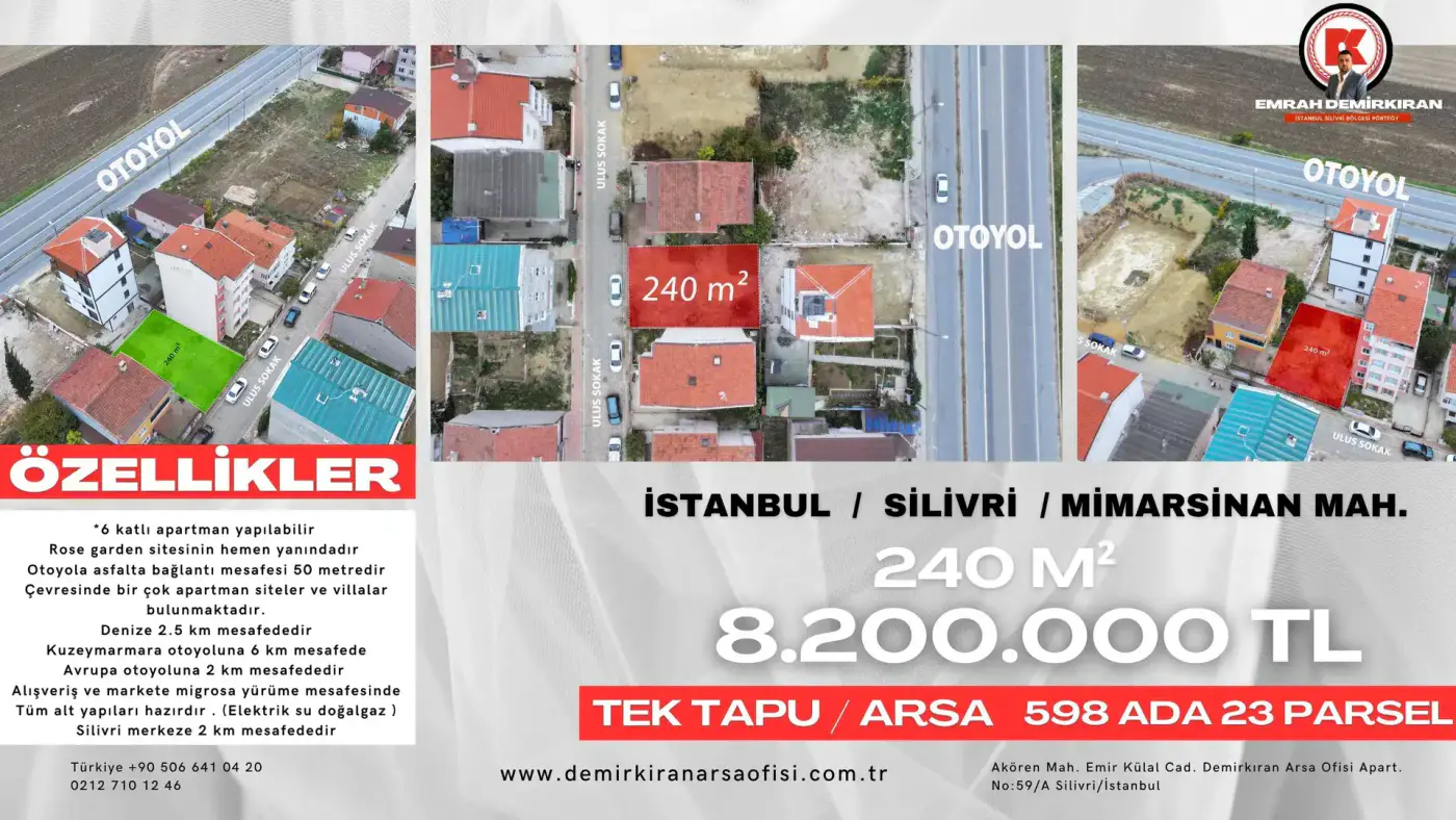 Mimar Sinan Bölgesinde 240 m² Satılık Arsa
